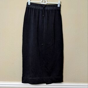 Black Cotton Drawstring Skirt